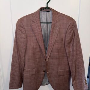 Men's Casual Plaid Blazer (Light Red/Maroon accents)